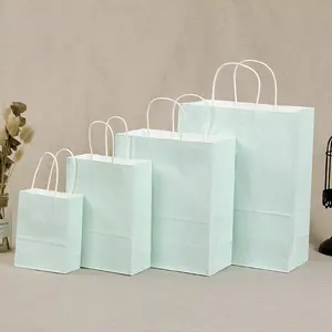 最便宜的回收环保绿色购物纸手提袋带手柄制造商中国批发派对袋纸