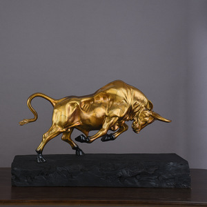 Bronze Bull Figurine Black Gold Copper Color Sculpted Home Decoration Gift - Product Image 1