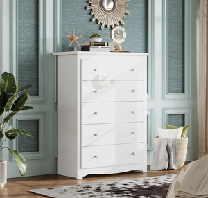 Commode à 5 tiroirs en bois blanc, 45 pouces de haut, commode de rangement <span class=keywords><strong>pour</strong></span> salon et couloir - Product Image 2