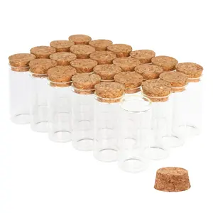 60ml Glass Test Tube With Cork Stopper Clear Flat Mini Glass Bottles Jars For Wedding Party Favors