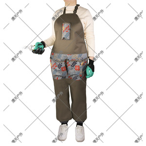 Delantal de jardín con múltiples bolsillos para almacenamiento de herramientas, color caqui gris, tela Oxford floral para jardinería - Product Image 1