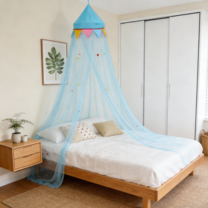 <span class=keywords><strong>Moustiquaire</strong></span> de lit <span class=keywords><strong>tipi</strong></span> pour enfants, tente de lit suspendue avec pompons et drapeaux triangulaires colorés pour la décoration de chambre de filles et de garçons - Product Image 6