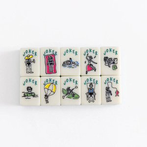 Juego de Mahjong Americano Estilo <span class=keywords><strong>Riviera</strong></span> Italiana, 160 Fichas, Textura Jade Azul Océano, Fichas de Acrílico, Regalo para Noches de Juego en Familia - Product Image 4