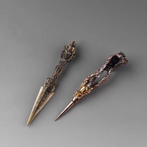 Couteau à thé Da'antang en acier à haute teneur en carbone, finition bronze antique, lame de 4-5,9 pouces, pour gâteau de thé Pu'er, brique de thé noir, accessoire de cérémonie du thé - Product Image 1