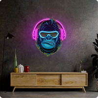 Usine personnalisée Led néon acrylique oeuvre enseignes électroniques personnalisé Led gorille avec casque enseigne au néon pour décoration murale