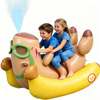 Piscine gonflable PVC 59x43 pouces avec pulvérisateur 3-en-1 pour enfants - Jouet aquatique Rocking Rider, radeau de piscine pour usage extérieur, capacité maximale <100kg