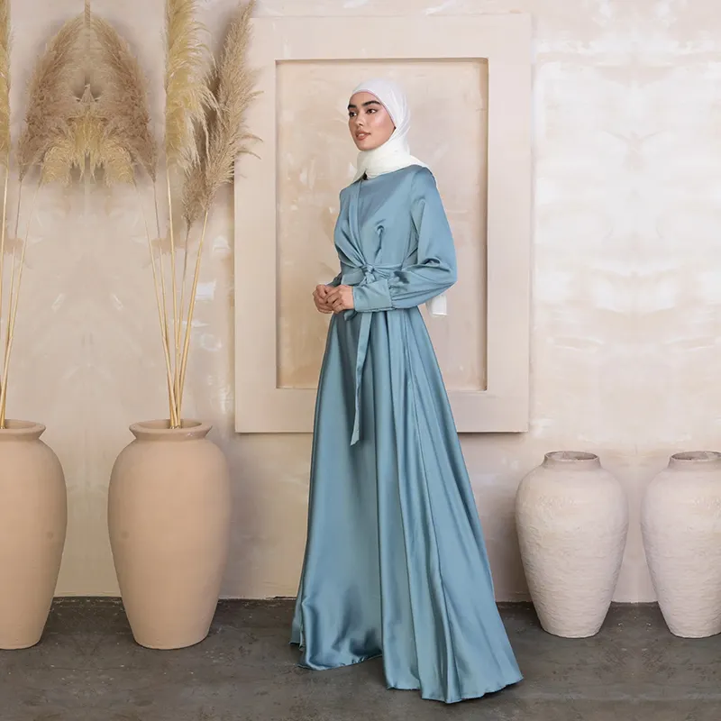 Robe musulmane pour femme à prix d'usine, nouveauté, robe abaya en satin de qualité supérieure, vêtements islamiques