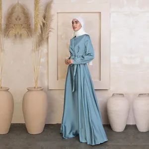 Gaun muslim wanita harga pabrik pakaian abaya satin premium baru pakaian Islami