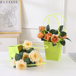 Venta al por mayor AnJia marca moda trapezoidal impermeable tubo de cuero boda arreglo floral bolso Flexiloop mango bolsa de papel - Product Image 6