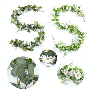 Guirlande artificielle en rotin, feuilles vertes, fleurs blanches, pour décoration murale, intérieure et extérieure, 6 pieds de long, décoration de printemps - Product Image 3