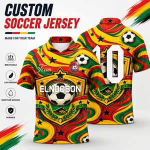 Camiseta de Fútbol Personalizada de Ghana, Camiseta de Fútbol para Fanáticos, Camisetas Polo de Fútbol con Nombre y Número Personalizados, Camisetas de Fútbol de Equipo - Product Image 1