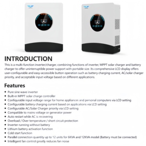 Inversor Solar Híbrido de Alta Frecuencia con Certificación CE, 12KW 48V, Onda Sinusoidal Pura, 210A, Doble MPPT, IP54, 95% WT-12KL1-G1, 5kw Solar Eu W - Product Image 2