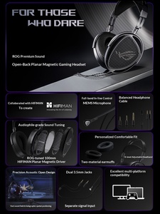 ROG Kithara ชุดหูฟังสำหรับเล่นเกมแบบครอบหูแบบเปิด HIFIMAN หน่วยเสียงไดอะแฟรมแบบแบน ระบบตัดเสียงรบกวนแบบแอคทีฟ (ANC) ช่องเสียบ 3.5 มม. คู่ - Product Image 2
