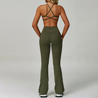 Costume de yoga d'été décontracté pour femmes pour l'exercice à haute intensité haut dos nu à séchage rapide avec cou suspendu court au-dessus de la longueur du genou