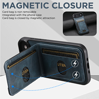Nouvel étui en cuir pour iPhone Air, avec porte-cartes magnétique et support, compatible avec la charge sans fil, design neutre. 17ProMax