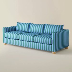 Divano Moderno a 3 Posti a Righe, Imbottito in Spugna, Rivestimento in Tessuto Colorato con Gambe Rotonde, Arredamento Contemporaneo per <span class=keywords><strong>Soggiorno</strong></span> - Product Image 4