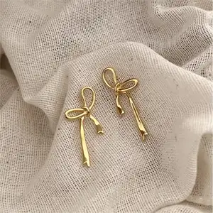 JoyEver 925 sterling silver ribbon bow earrings 925 sterling silver gold bow earrings cute stud bow knot earrings