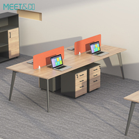 Bureau de travail moderne et luxueux Table modulaire personnalisée pour 4 personnes avec meuble de style panneau d'armoire en bois