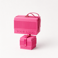 Boîte cadeau rose vif style accordéon, emballage en papier de qualité supérieure pour cosmétiques/cadeaux/fleurs, logo personnalisé imprimé