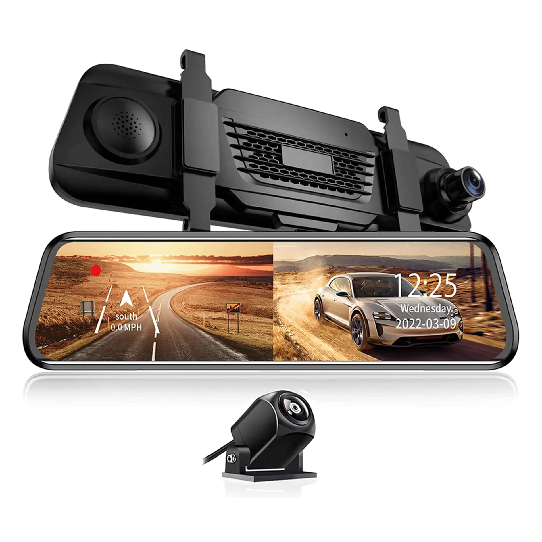 Customized ADINKAM V9+ 9.66 inch Touch Screen Dash Cam Car Mirror Dual Cameras 1080P Front and Rear Dashcam Car DVR