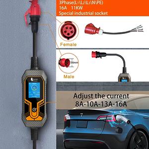 Cargador de vehículos eléctricos Feyree GBT de 11 kW trifásico de 16 A, cargador portátil de viaje con adaptador de enchufe CEE de 5 pines a Schuko. - Product Image 6