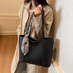 2025 Women PU Handbag Simple Plain Color <b>Tote</b> <b>Bags</b> <b>Waterproof</b> Leather <b>Tote</b> <b>Bag</b> - Product Image 5