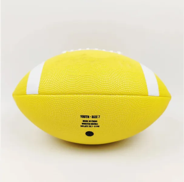 Máquina de futebol americano costurada durável amarelo cor bonita bola de rugby treinamento rugby