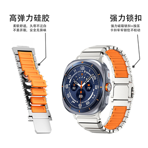 Bracelet de montre hybride titane-silicone, boucle magnétique, bracelet de remplacement sport, OEM personnalisé pour Samsung Galaxy Watch Ultra 2 - Product Image 2