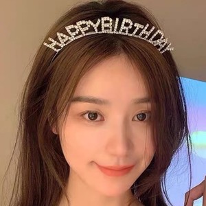 Happy Birthday Diamond Crystal Headband Rose Gold Gold Silver Women Party Decoration Birthday Gift - Product Image 3