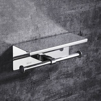 Porte-rouleau de papier toilette mural en acier inoxydable 304 avec étagère pour salle de bain