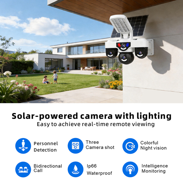 Wistino 9MP Outdoor CCTV AOV Camera 4G Sim Card Solar Panel 8000MAh Dual Screen 4G Solar Street Light Camera