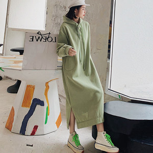 Custom Factory <strong>Women</strong> Autumn Winter Pocket Hip-hop Thick Fleece Hooded Long <strong>Hoodie</strong> <strong>Dress</strong> - Product Image 6