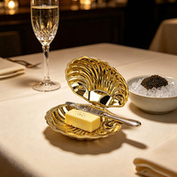 Plateau à beurre en acier inoxydable 304, design européen en forme de coquille, bol à dessert, plateau à collation, assiette à caviar, plateau à fromage, boîte de rangement pour bijoux