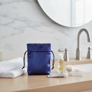Borsa da Toilette in Raso Blu Scuro 90x120 mm - Product Image 3