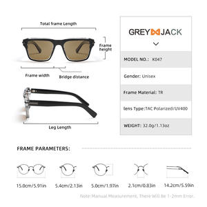 Lunettes de soleil Greyjack pour femmes, monture TR90, verres TAC, UV400, polarisées, style carré noir, pour la conduite, les voyages, les occasions décontractées - Product Image 4