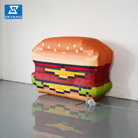 Ballon de modèle de Hamburger gonflable en mosaïque Ballon de modèle de Hamburger gonflable Ballon de modèle de dessin animé alimentaire personnalisé Mascotte