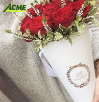 Kotak hadiah bunga kertas mawar bulat mewah dengan bahan daur ulang lapisan UV & timbul untuk bingkai foto Hari Valentine