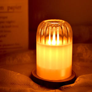 <span class=keywords><strong>Bougie</strong></span> électronique en verre <span class=keywords><strong>LED</strong></span> à <span class=keywords><strong>flamme</strong></span> réaliste, à rayures coniques, best-seller, <span class=keywords><strong>bougie</strong></span> de Noël en verre électro-plaqué - Product Image 3