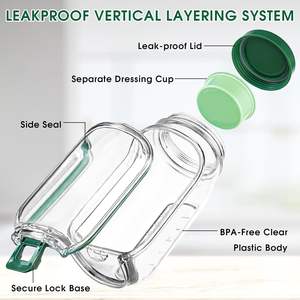 Wholesale Salad Pod Vertical Layering Plastic Salad Pod Built Salad Storage Jar Fresh-keeping Storage <b>Bottle</b> - Product Image 4
