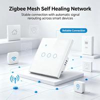 Interrupteur tactile intelligent Tuya Zigbee 10A pour Royaume-Uni/UE, 3 gangs, en verre, contrôle à distance via application, compatible Alexa et Alice Voice, nécessite une filière neutre
