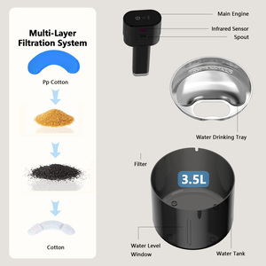 Bol d'eau intelligent pour animaux de compagnie en acier inoxydable et plastique de 3,5 L pour chats et chiens, alimenté par charge, filtres multiples, circulation automatique, étanche - Product Image 3
