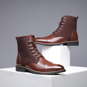 Bottes en cuir tendance Sh10358a pour hommes, bottes hautes d'hiver pour hommes - Product Image 2