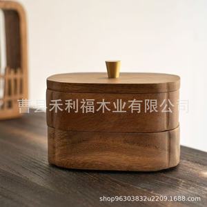 กล่องเก็บไหมขัดฟันไม้ กล่องใส่สำลีไม้วอลนัทพร้อมฝาปิด ทนทาน ดีไซน์ลายไม้สีเรโทร - Product Image 2