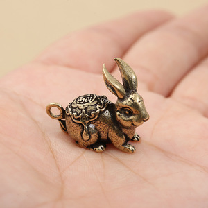 Antique Brass Rabbit Pendant <b>Car</b> Keychain Creative Lucky Charm Accessory - Product Image 3