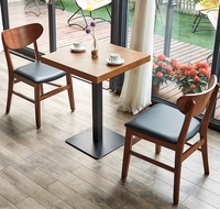 Meubles de café vintage, table et chaises de restaurant en bois massif, ensemble de table à manger 2 places, 4 places