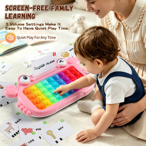 Jouet éducatif clavier ABC crabe avec 108 cartes de mots, 10 cartes musique et boutons pop arc-en-ciel - Product Image 1