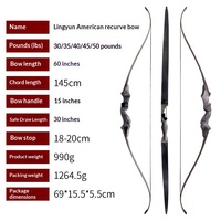 Arc Recurve pour la Chasse et le Tir sur Cible, Ensemble de Tir à l'Arc en Bois Stratifié Technique Réglable 30-50 LB pour Adultes et Jeunes avec Repose-flèche