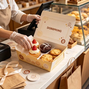 Boîte cadeau en papier rigide de luxe personnalisée avec logo OEM, avec insert pour gâteau à la mousse, gâteau au fromage <span class=keywords><strong>basque</strong></span>, pâtisserie, dessert - Product Image 1