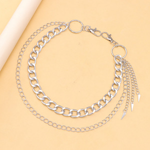 Cadena de cintura estilo hip hop de metal con colgante de doble capa con púas, cadena corporal de aleación de zinc, moda casual - Product Image 3