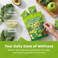 Bonbons gommeux super-alimentaires verts avec fibres prébiotiques, probiotiques et extraits végétaux pour le soutien de la digestion et la nutrition quotidienne